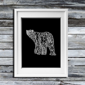 Bear Stock Market Wall Decor Geometric Bear Animal Art Minimalist Art Printable