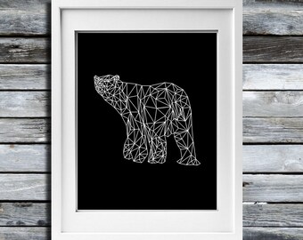 Bear Stock Market Wall Decor Geometric Bear Animal Art Minimalist Art Printable