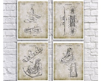 Snowboarding Decor Set of 4  printable files downloadable Art DIY Wall Decor gift idea