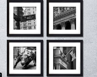 Wall Street Photography set of 4 Digital images Day Trader Poster Wall Decor
