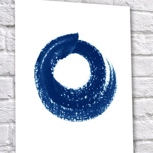 Minimalist Wall Art, Abstract Art, Geometric Circle Navy Blue Printable Art Digital Download