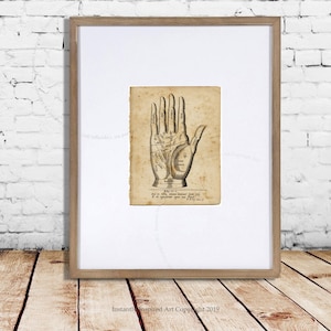 Palmistry Chart Art Print, 8x10&quot; Palmistry Printable Instant Download Palmistry Poster