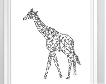 Giraffe Wall Art,  Geometric Art Nursery Decor Zoo Animal Wall Art, Modern Decor, Geometric Decor, Minimalist Wall Art, Instant Download