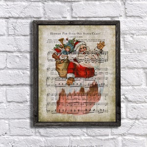 Vintage Santa Claus Song Sheet Music Christmas Wall Decor - Christmas printable - Instant Download Christmas Art