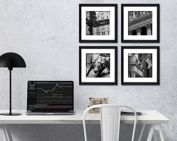 Wall Street Photography set of 4 Digital images Day Trader Poster Wall Decor