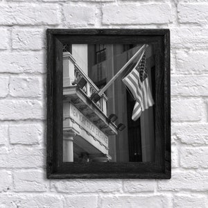 US Flag Stock Exchange Building Black White Photography Digital image Day Trader Poster Wall Decor