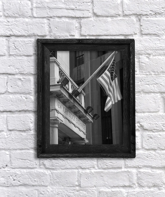 US Flag Stock Exchange Building Black White Photography Digital image Day Trader Poster Wall Decor