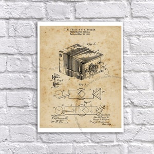 Photographic Camera Invention 1893 era Camera Design, 8x10&quot; camera patent print #6 photography wall decor
