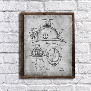 Firefighter Home Decor Fireman Helmet Patent Art Instant download JPG 8x10&quot;  firefighter decor also great as firefighter retirement gift