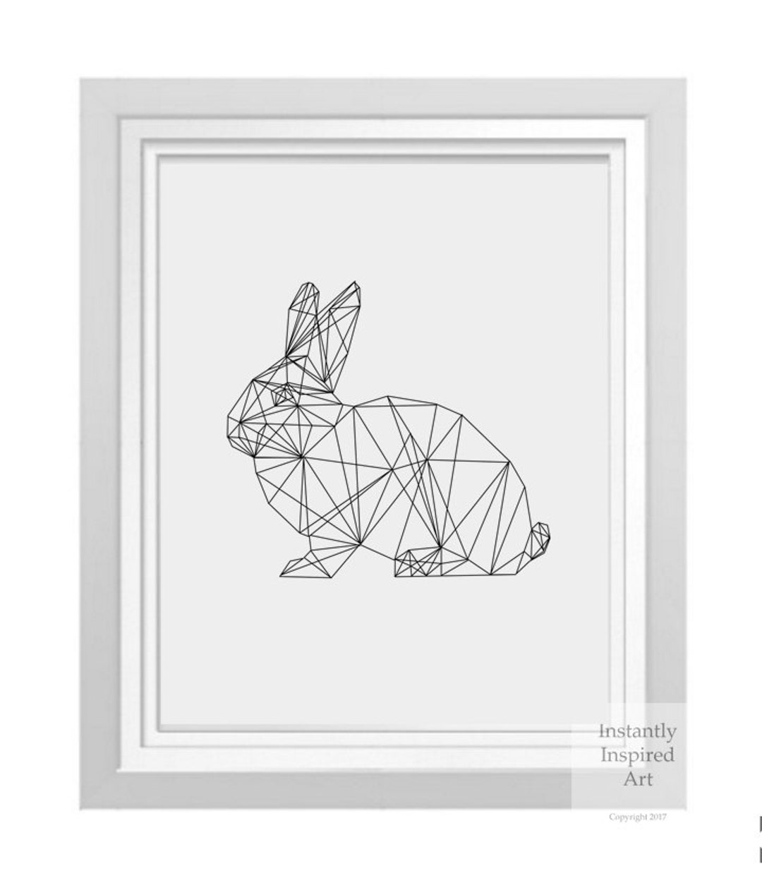 Minimalist Geometric Rabbit Bunny Wall Art, Gift for Bun Mom, Year of ...