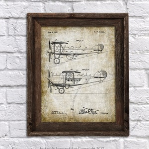 Early Airplane Wall Art Decor Historical 1925 Airplane design patented Gift for Pilot