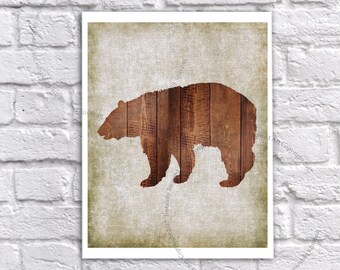Rustic Bear Decor Instant Download Wall Decor DIY Printable Art Cabin Decor Rustic Decor