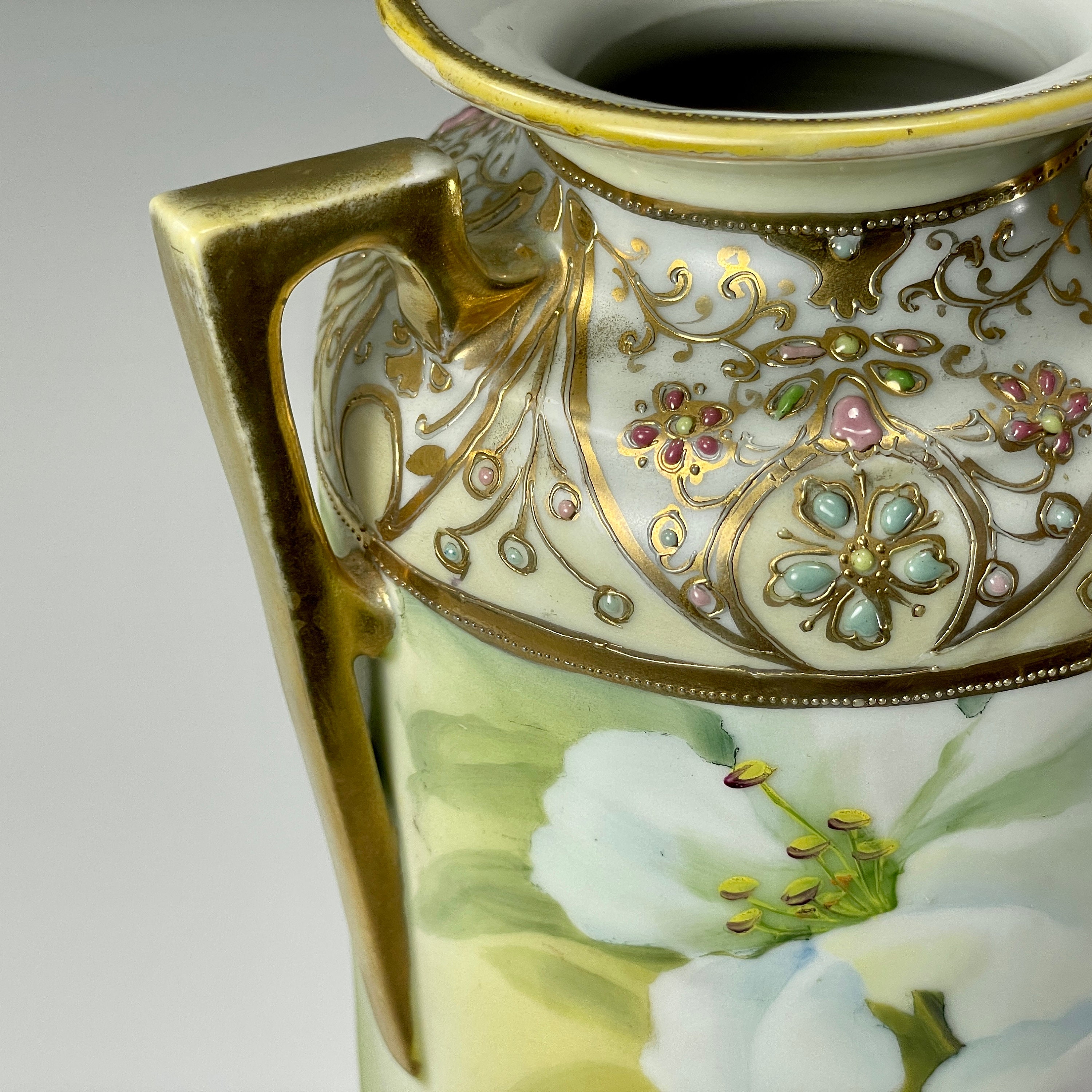 Antique Hand Painted Nippon Floral Moriage Vase - Etsy