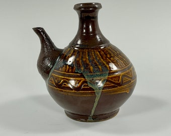 Brown Glazed Pottery Pitcher