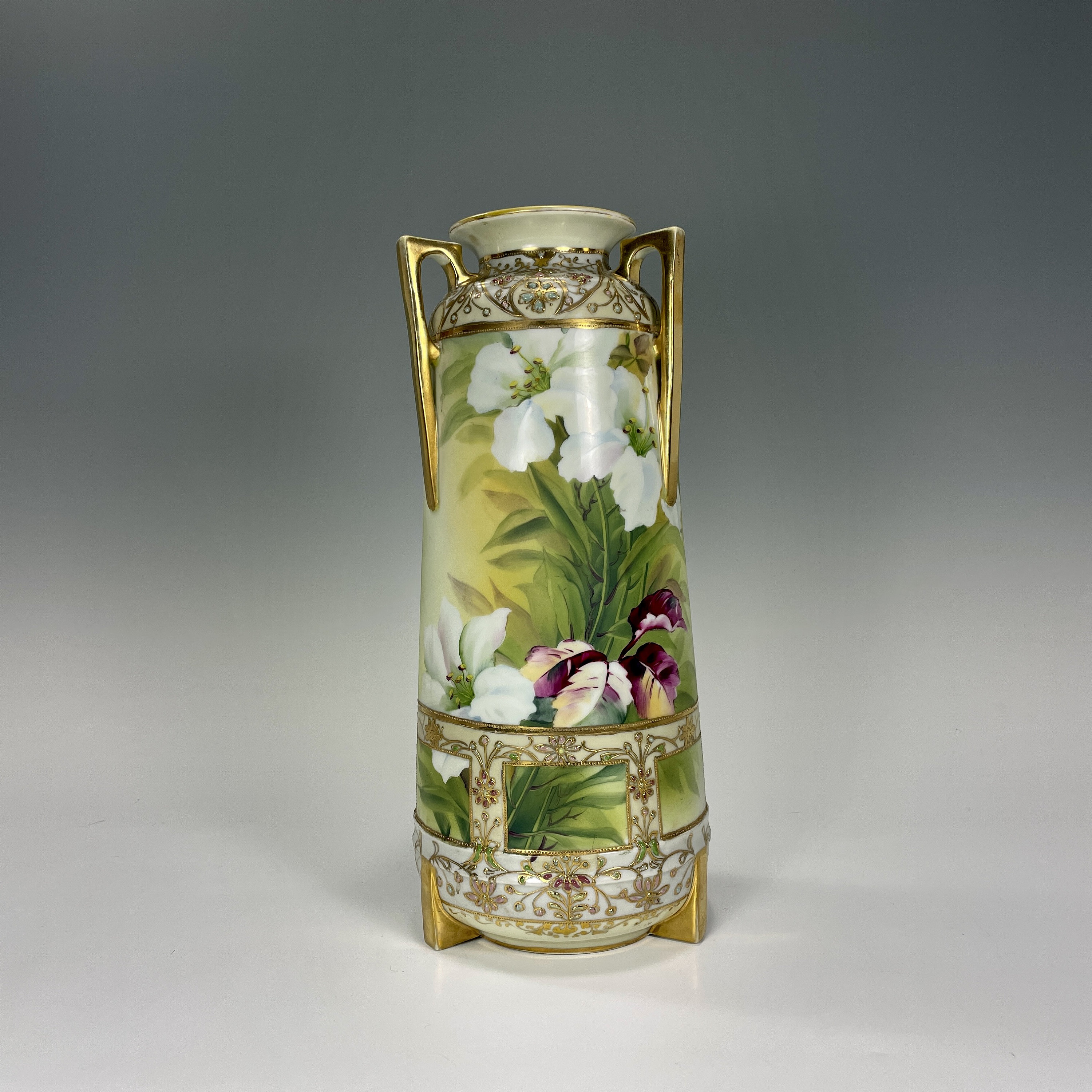 Antique Hand Painted Nippon Floral Moriage Vase - Etsy
