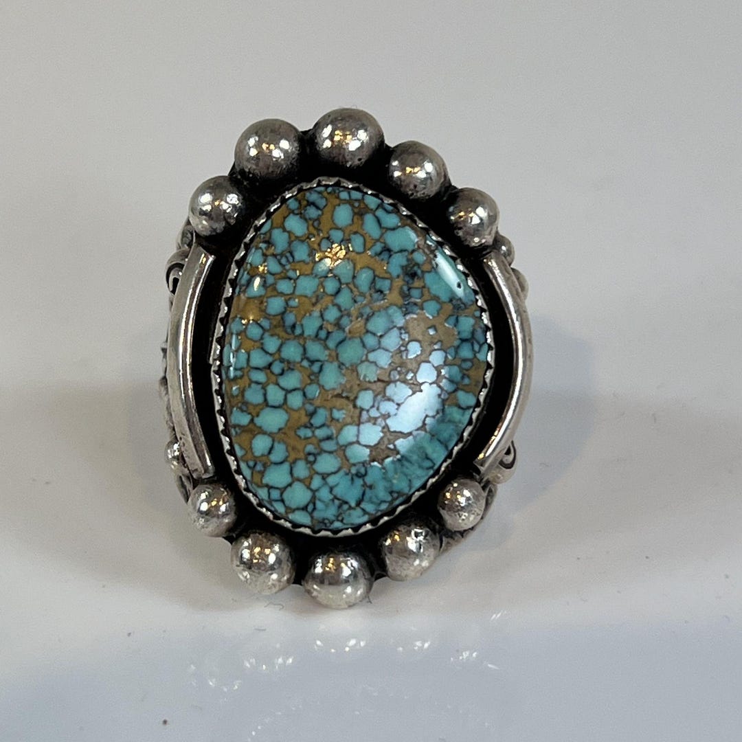 Navajo Sterling Silver & Turquoise Ring With Large Stone - Etsy
