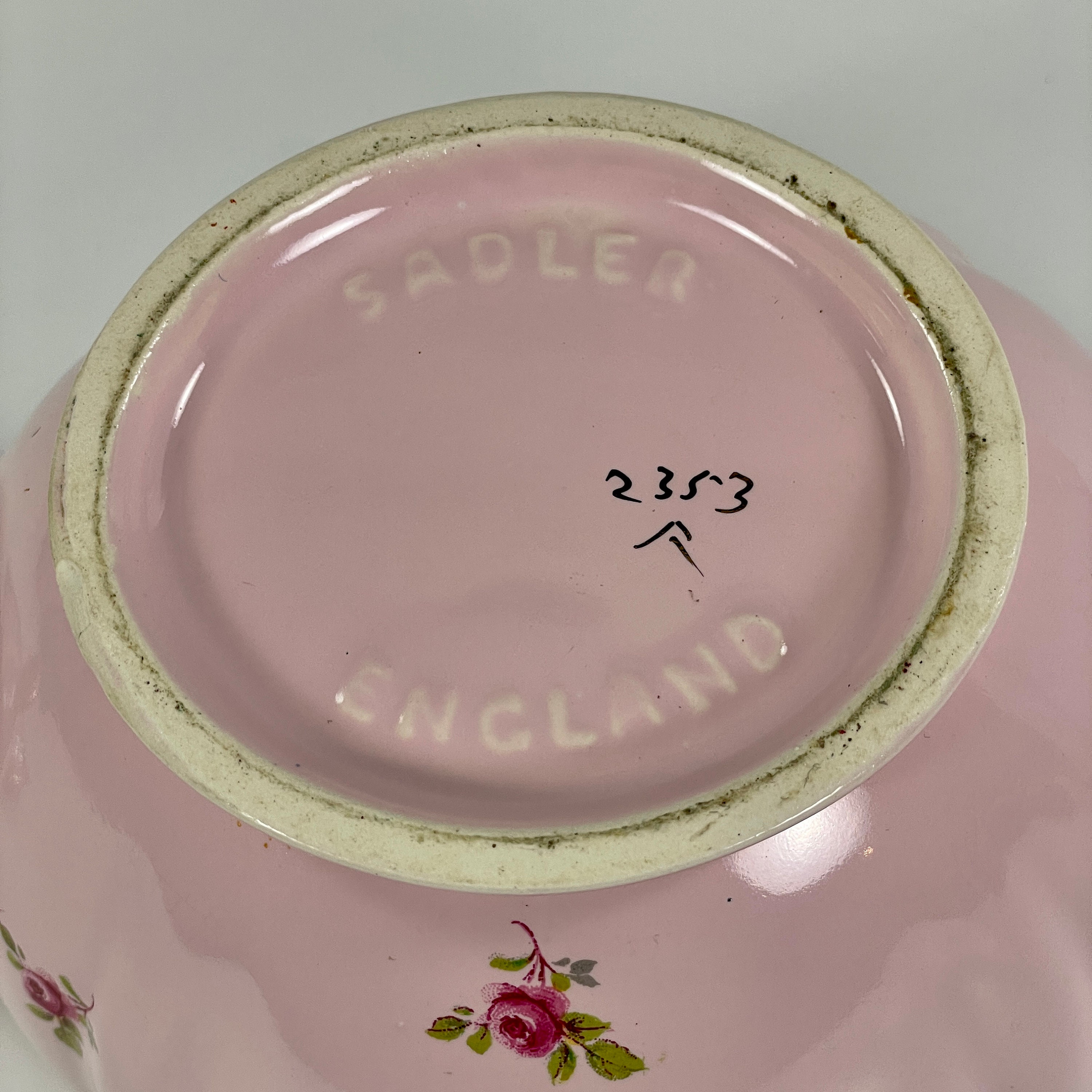 Sadler Pink Teapot With Darker Pink Roses and Gold Trim Pattern 2353