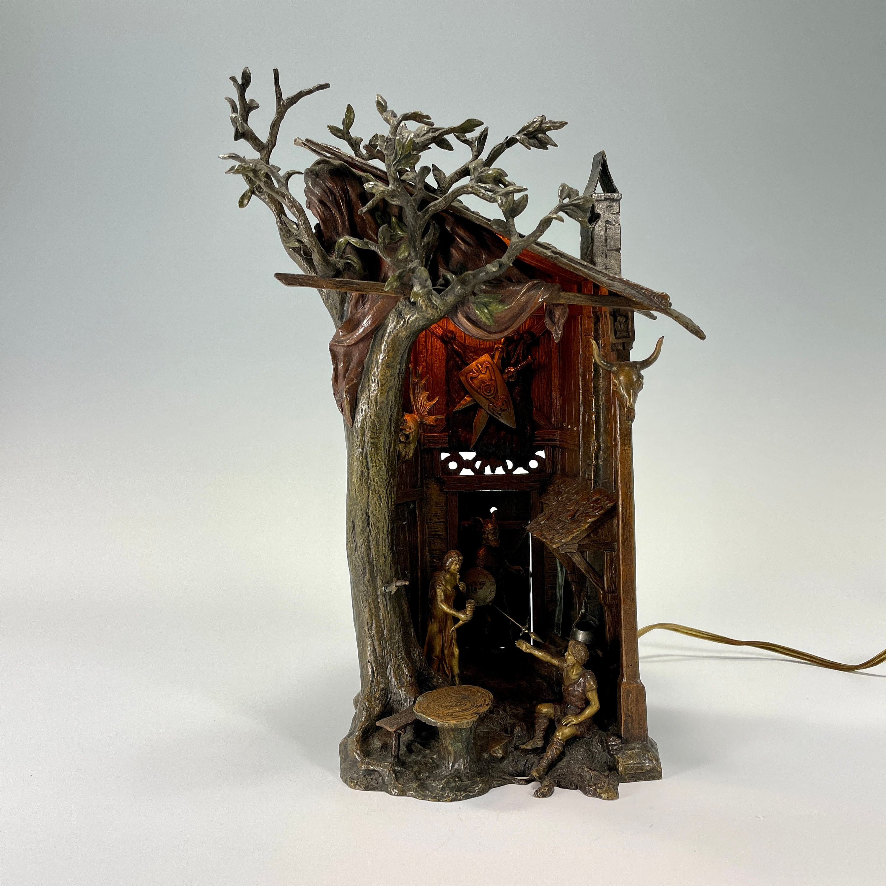 Rare Franz Bergman Cold Painted Austrian Bronze Lamp — Viking's
