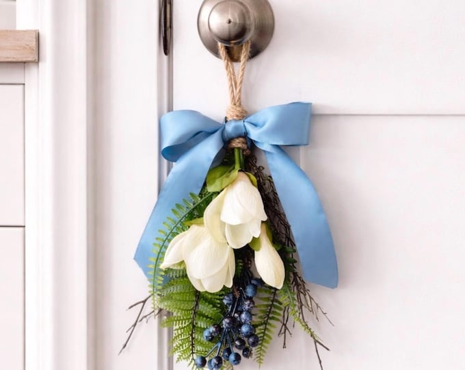 Magnolia Swag, Mini Lantern Swag, Blueberry Swag, Mothers Day Gifts, Spring Wreath, Easter Decor, Kitchen Cabinet Swag