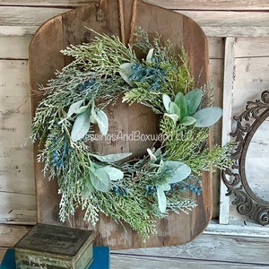 Winter Blueberry Wreath, Blue Juniper Berry Wreath, Blue Christmas Decor, Blue Berry Candle Wreath, BSLB