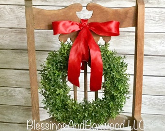 Christmas Boxwood Window Wreath | Christmas Window Wreath | Traditional Christmas Wreath | Christmas Gift