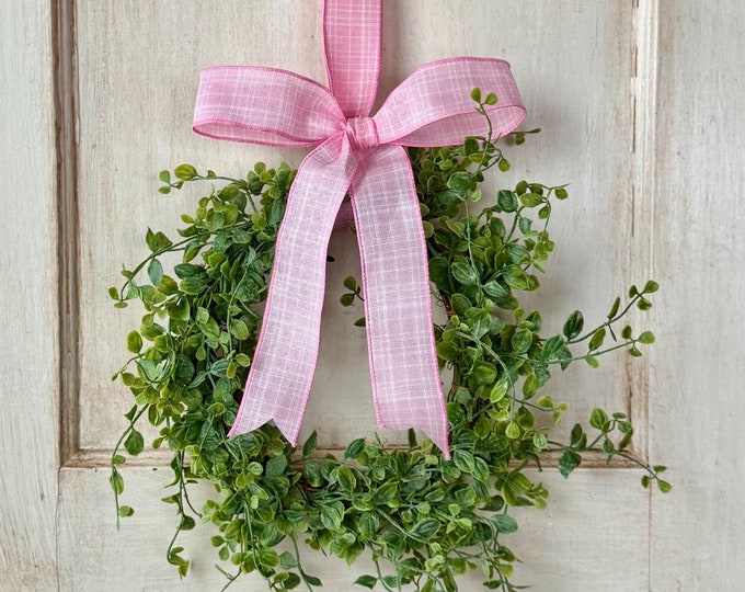 Pink Vine Wreath, Pink Valentines Day Wreath, Boxwood Kitchen Cabinet Wreath, Mother's Day Wreath, Easter Decor
