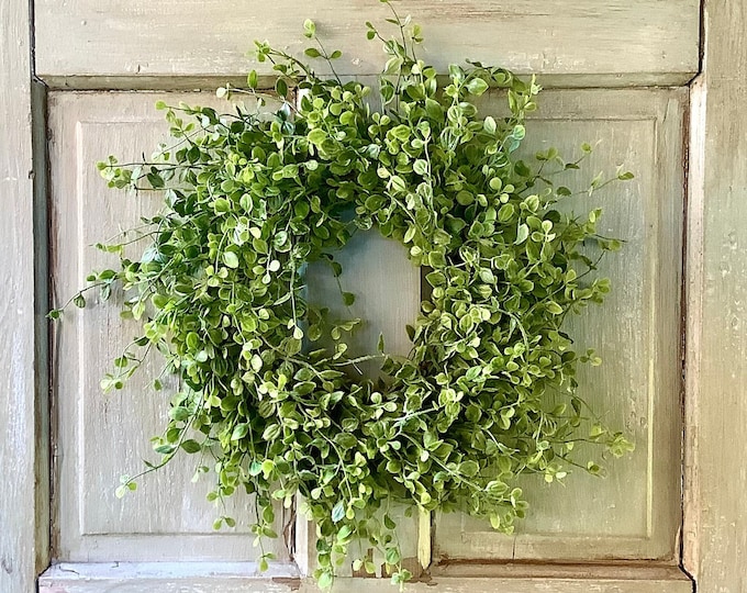 18" Artificial Greenery Wreath, Grapevine Base, Spring Door Decor, Table Centerpiece