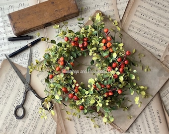 Fall Candle Wreath Ring, Fall Wreath, Kitchen Cabinet Wreath, Fireplace Mantle Decor, Thanksgiving Tablescape, Harvest Decor,