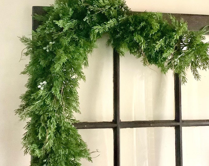 Real Touch Christmas Cedar Garland, Christmas Garland, Cedar Pine Garland, Christmas Mantle Garland, Year Round Garland