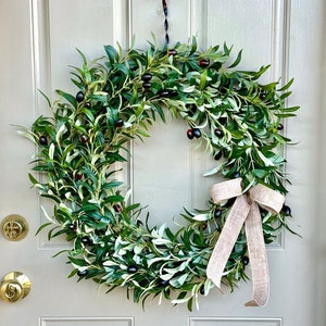 Olive Branch Wreath for Front Door, Summer Wreath, Olive Leaf Wreath, Everyday Wreath, Wedding Decor, Year Round Wreath, Boho