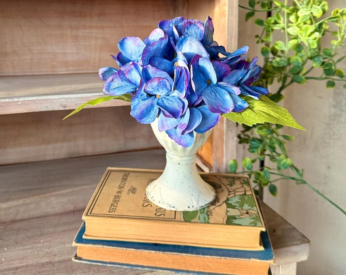 Mini Blue Hydrangea Arrangement, Valentines Day Gift, Mothers Day Gift, Nursing Home Decor, Summer Blue Hydrangea Decor,
