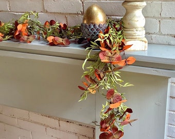 Fall Garland, Fall Garland for Mantle, Eucalyptus Garland, Fireplace Garland, Thanksgiving Tablescape,