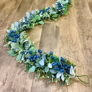 Blueberry Garland, Lambs Ear Garland, Spring Garland, Summer Garland, Garland for Mantle