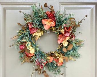 Fall Candle Wreath, Fall Floral Wreath,  Farmhouse Accent, Harvest Decor, Candle Ring, Thanksgiving Table,