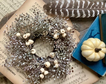 Beige Candle Wreath Ring, Kitchen Cabinet Wreath, Neutral Thanksgiving Decorations, Fall Luna Greenery Wreath