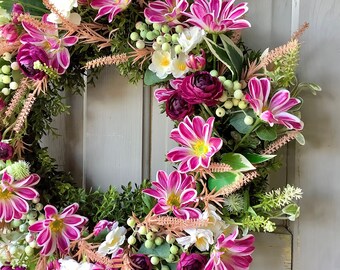 Summer Wreath, Wreath for Front Door, Spring Wreath, Porch Decor, Door Wreath