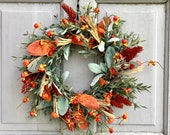 Fall Candle Wreath, Fall Lambs Ear Wreath, Farmhouse Accent, Harvest Decor, Candle Ring, Thanksgiving Table,