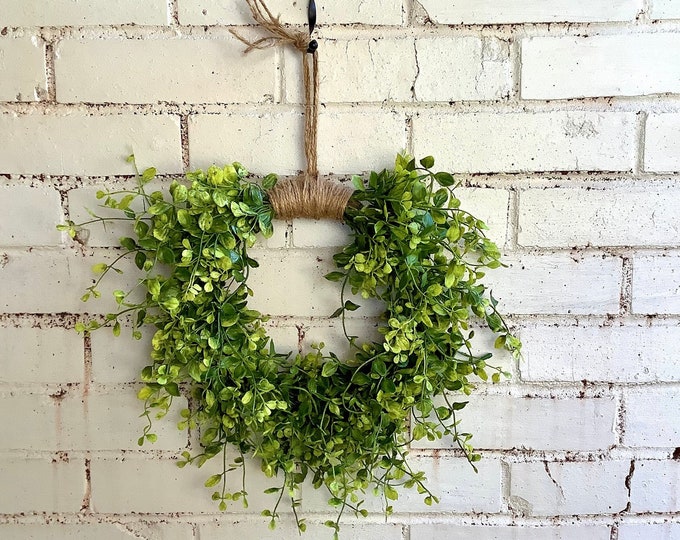 Spring Wreath, Greenery Wreath, Hanging Vine Wreath, Front Door Wreath, Heart Wreath, Kitchen Cabinet Wreath, Apartment Decor