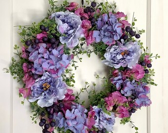 Spring Wreath, Summer Wreath, Wreath for Front Door, Floral Door Accent, Mothers Day Gift