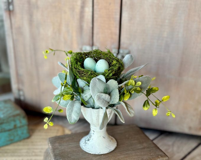Bird Nest Arrangement,  French Country Spring Arrangement, Easter table Decor