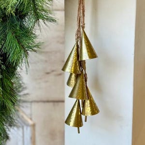 Hanging Christmas Bells, Gold Christmas Bells, Bells for Mantle, Porch Bells, Hanging Bells, Christmas Door Bells