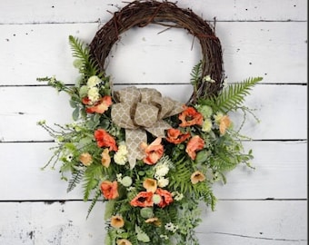 Summer Wreath for Front Door, Spring Wreath, Everyday Decor,  Mothers Day Gift,  Front Door Decor