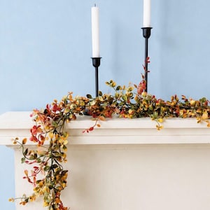 6' Fall Vine Garland, Realistic Autumn Greenery, Farmhouse Mantel Decor