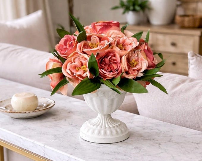 Pink Rose Arrangement, Mothers Day Gift, French Country Spring Arrangement, Nursing Home Decor,