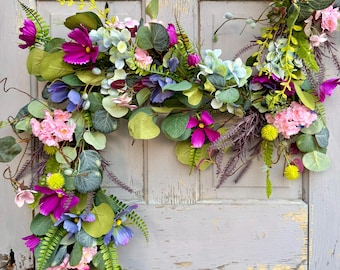 Wildflower Garland, Floral Garland, Summer Centerpiece, Wedding Decor, Garden Graduation Decor