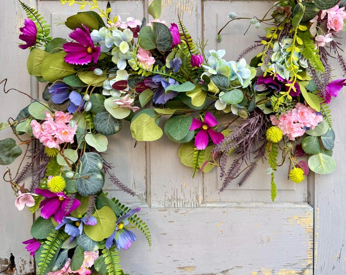 Wildflower Garland, Floral Garland, Spring Wedding Decor, Mothers Day Garland Decor
