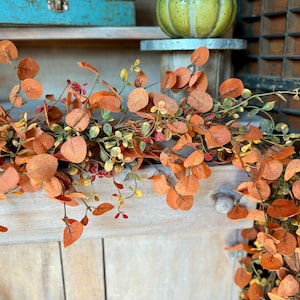 Guirlande d'automne, guirlande d'eucalyptus rouillé, décoration de cheminée automnale, guirlande de Thanksgiving, décoration bohème d'automne, guirlande de centre de table, 1,80 m image 5
