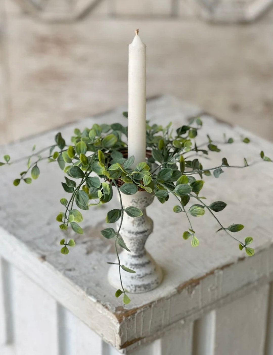 Mini Bog Vine Taper Candle Wreath, Candle Ring, Candlestick Decor
