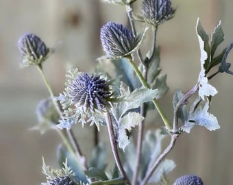 Blue Thistle Spray, Scottish Thistle Spray, Thistle Greenery, Green Thistle Bush, Wildflower Wedding Decor, Wreath Supplies, Greenery Bush