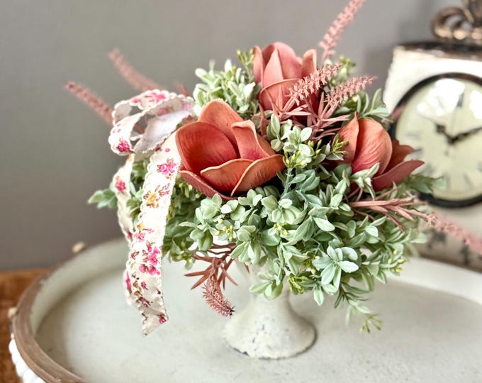 Mini Magnolia Arrangement, French Country Spring Arrangement, Mothers Day Gift, Nursing Home Decor, Magnolia Arrangement
